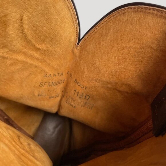 Santa Fe Brown Embroidered Cowboy Western Leather Boots Men's 11.5 D - Picture 8 of 12